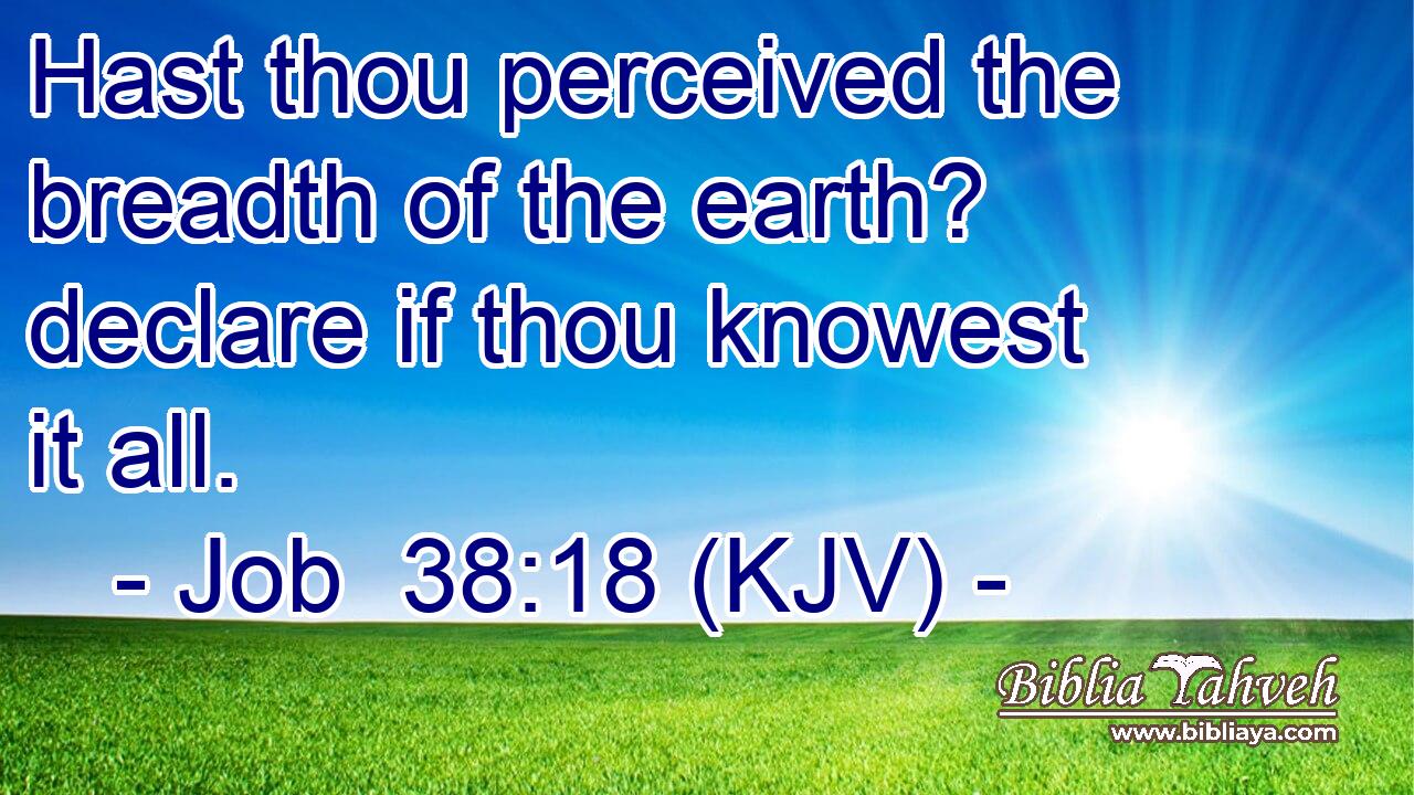 Hast thou perceived the breadth of the earth? declare if thou knowest it all.