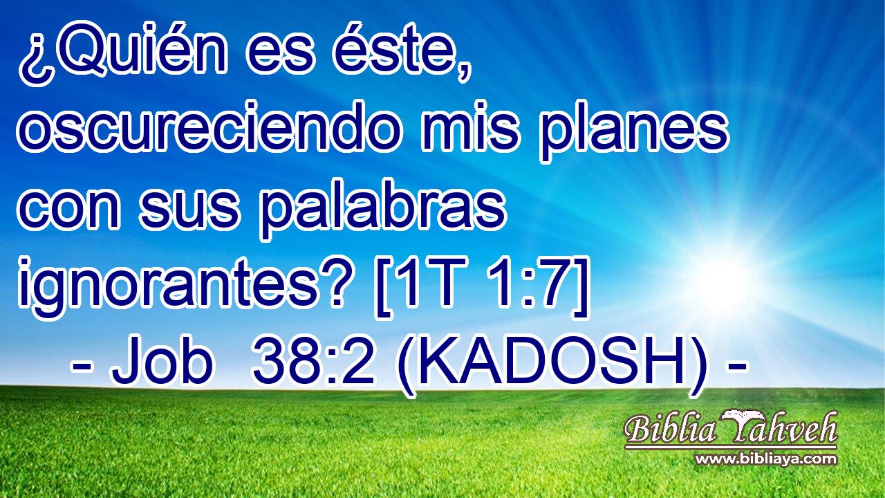  ¿Quién es éste, oscureciendo mis planes con sus palabras ignorantes? [1T 1:7] 