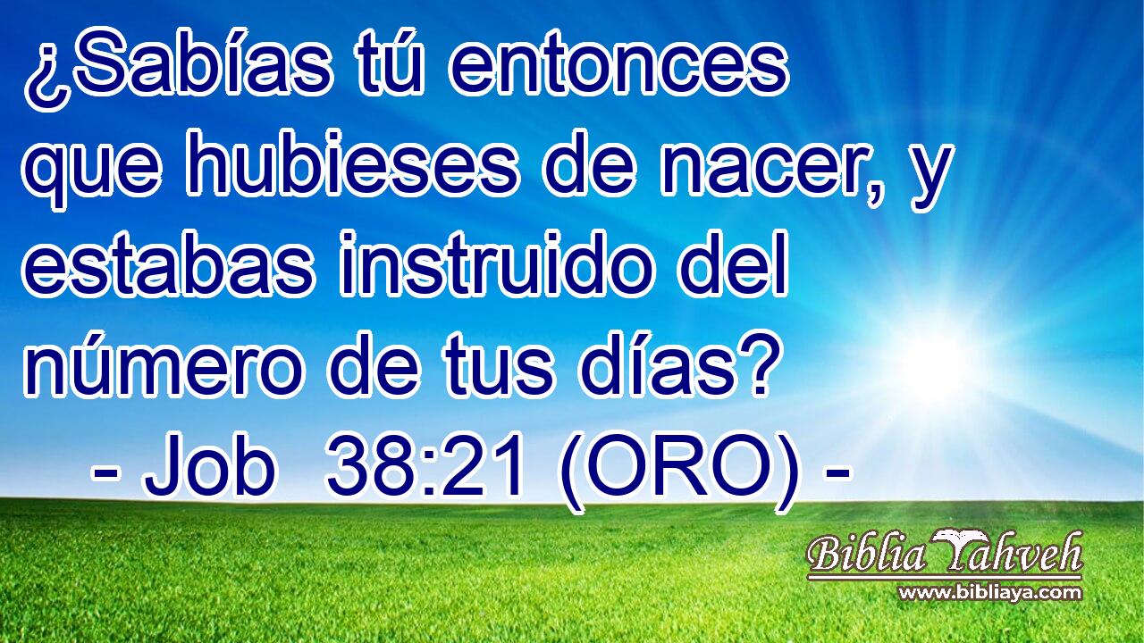  ¿Sabías tú entonces que hubieses de nacer, y estabas instruido del número de tus días? 