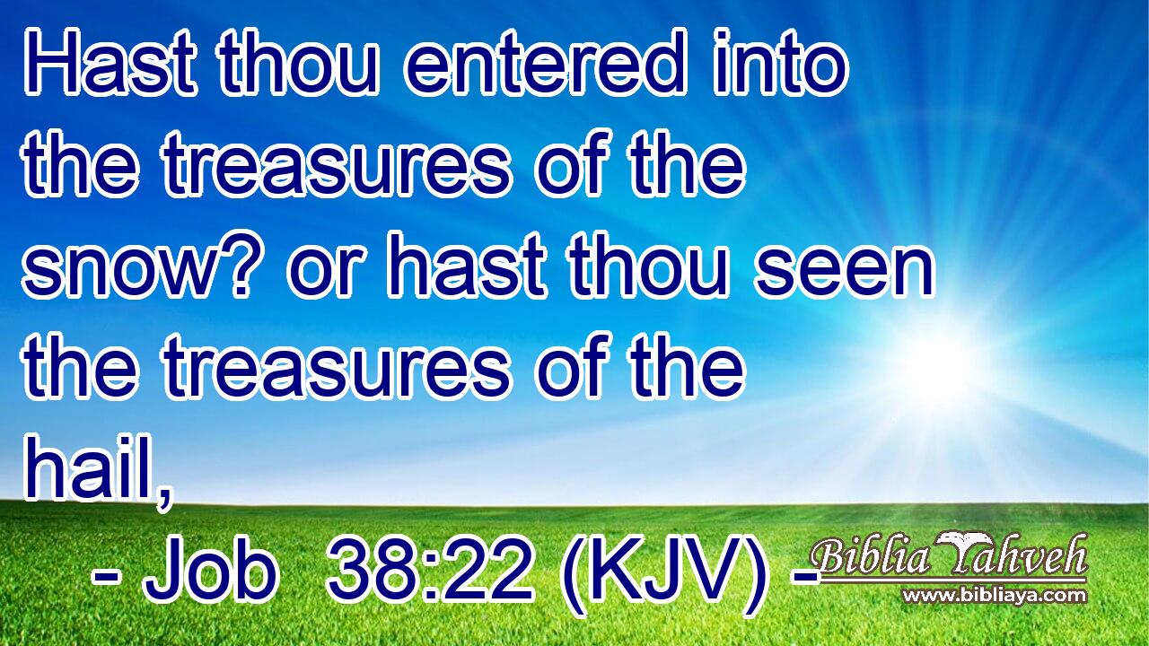 Hast thou entered into the treasures of the snow? or hast thou seen the treasures of the hail,