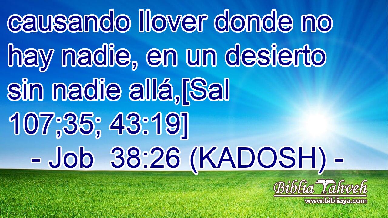  causando llover donde no hay nadie, en un desierto sin nadie allá,[Sal 107;35; 43:19] 