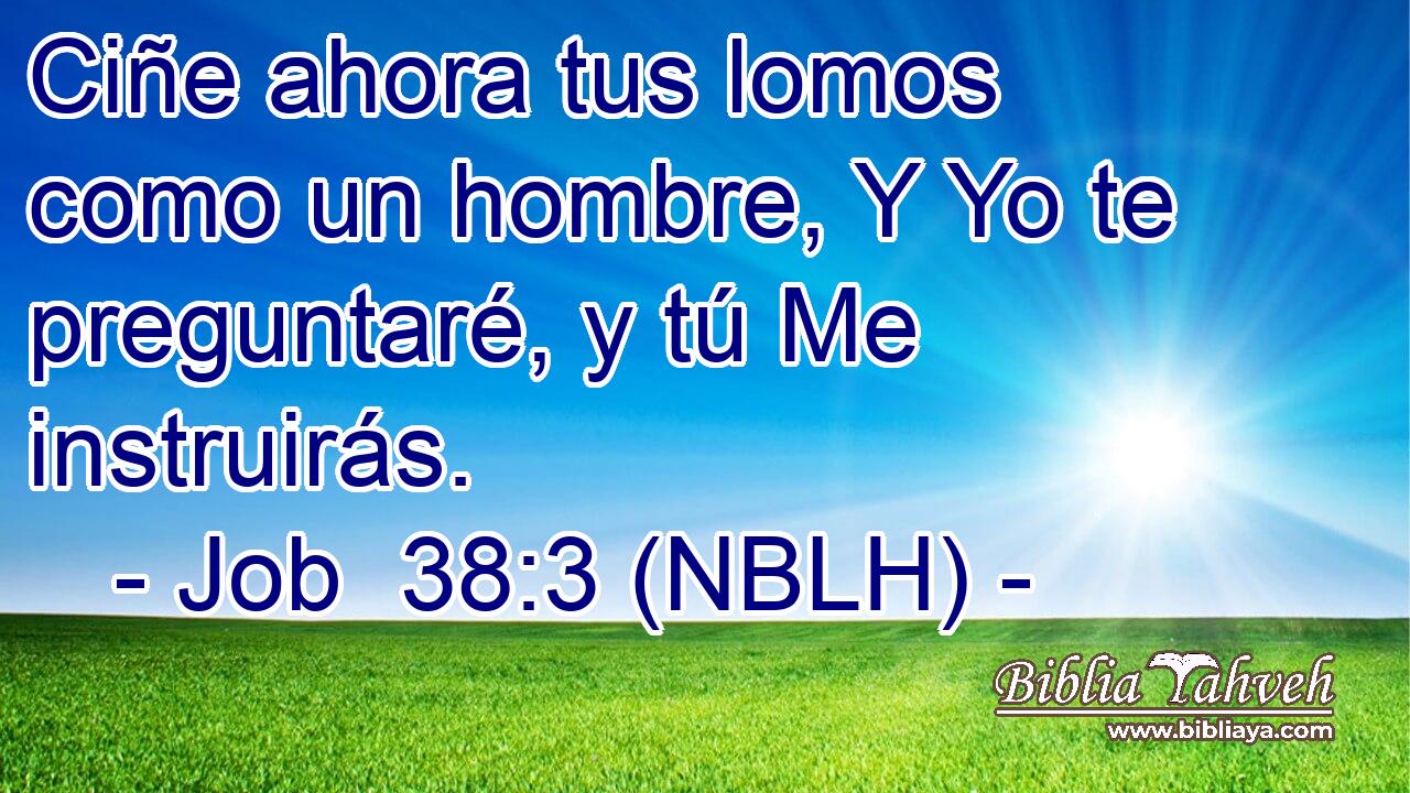  Ciñe ahora tus lomos como un hombre, Y Yo te preguntaré, y tú Me instruirás. 