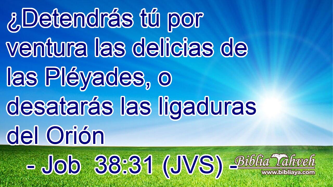 ¿Detendrás tú por ventura las delicias de las Pléyades, o desatarás las ligaduras del Orión