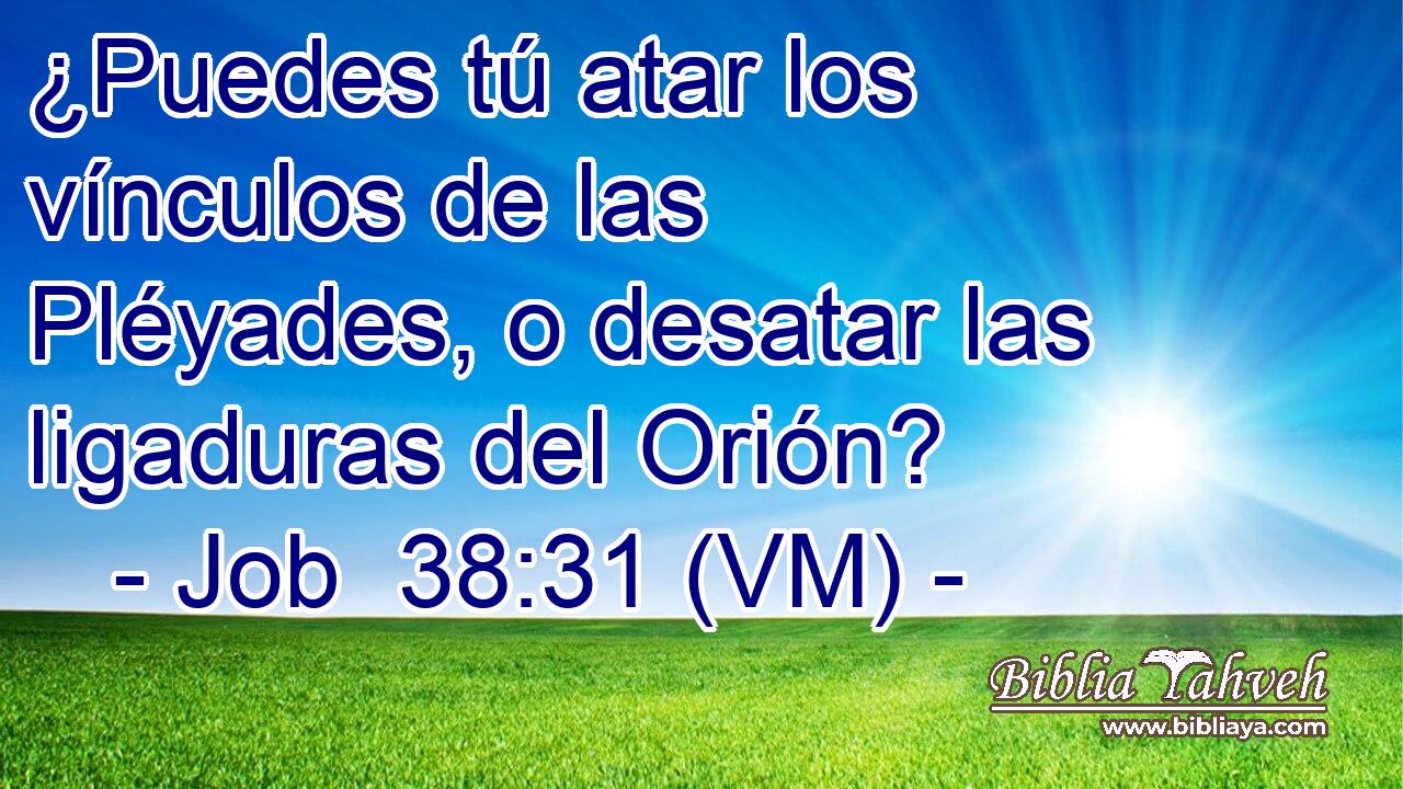  ¿Puedes tú atar los vínculos de las Pléyades, o desatar las ligaduras del Orión? 