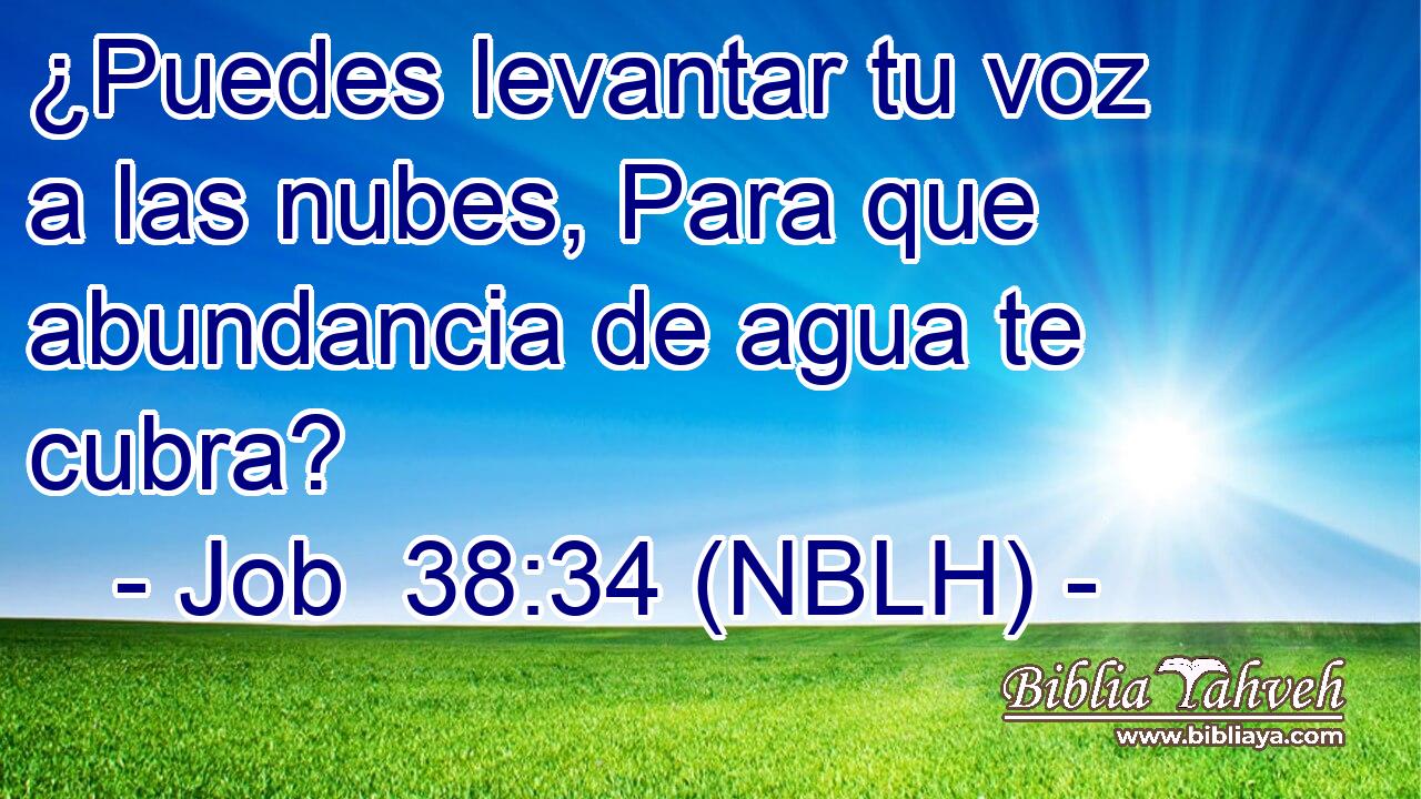  ¿Puedes levantar tu voz a las nubes, Para que abundancia de agua te cubra? 