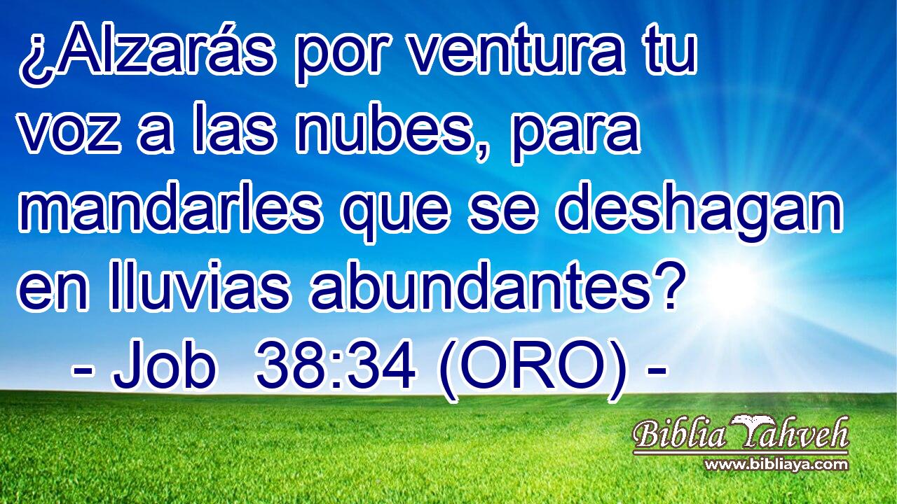  ¿Alzarás por ventura tu voz a las nubes, para mandarles que se deshagan en lluvias abundantes? 