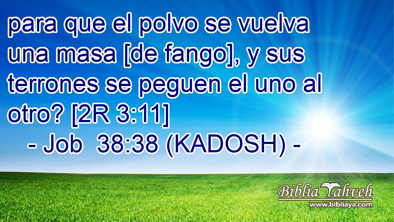  para que el polvo se vuelva una masa [de fango], y sus terrones se peguen el uno al otro? [2R 3:11] 
