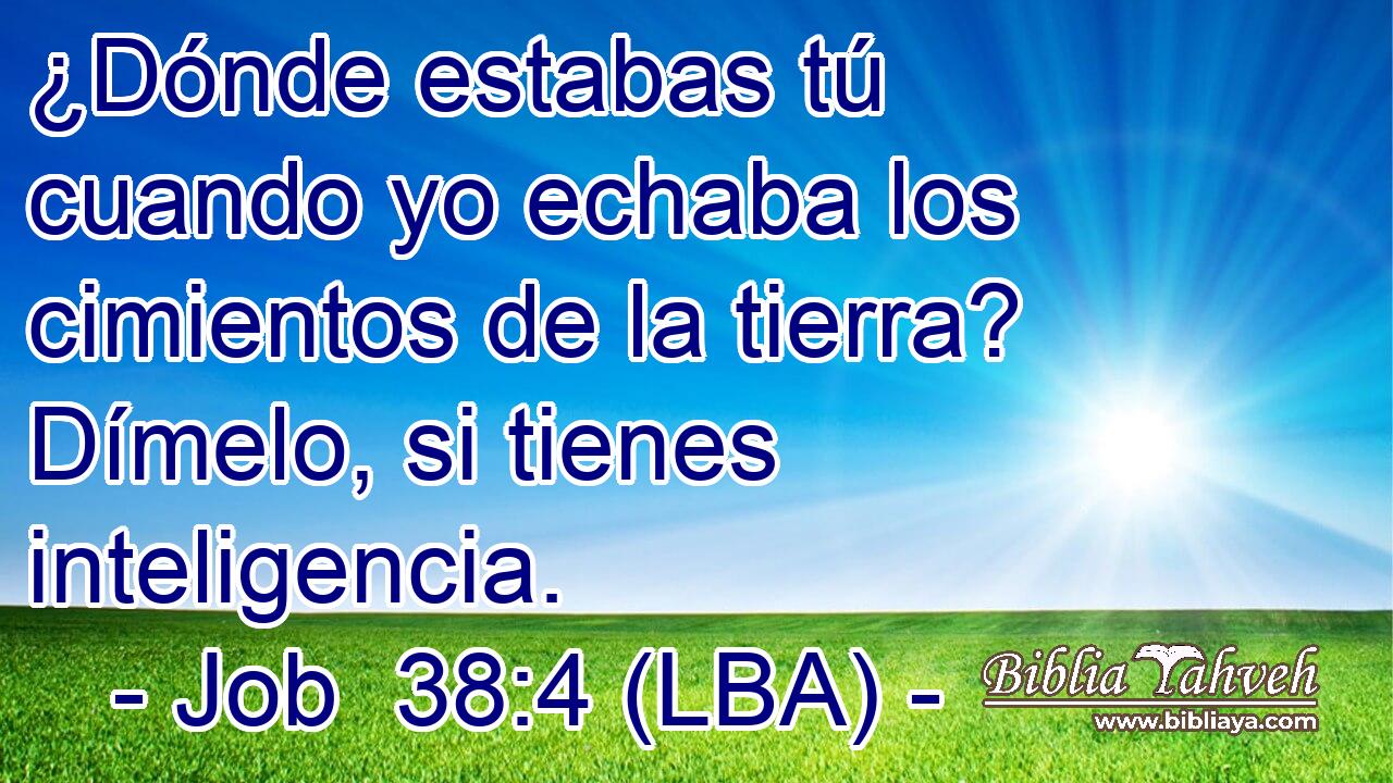 ¿Dónde estabas tú cuando yo echaba los cimientos de la tierra? Dímelo, si tienes inteligencia.