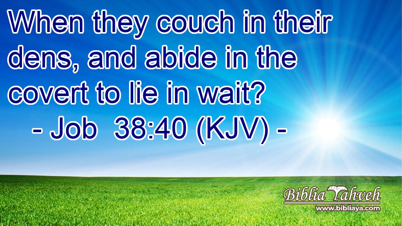 When they couch in their dens, and abide in the covert to lie in wait?