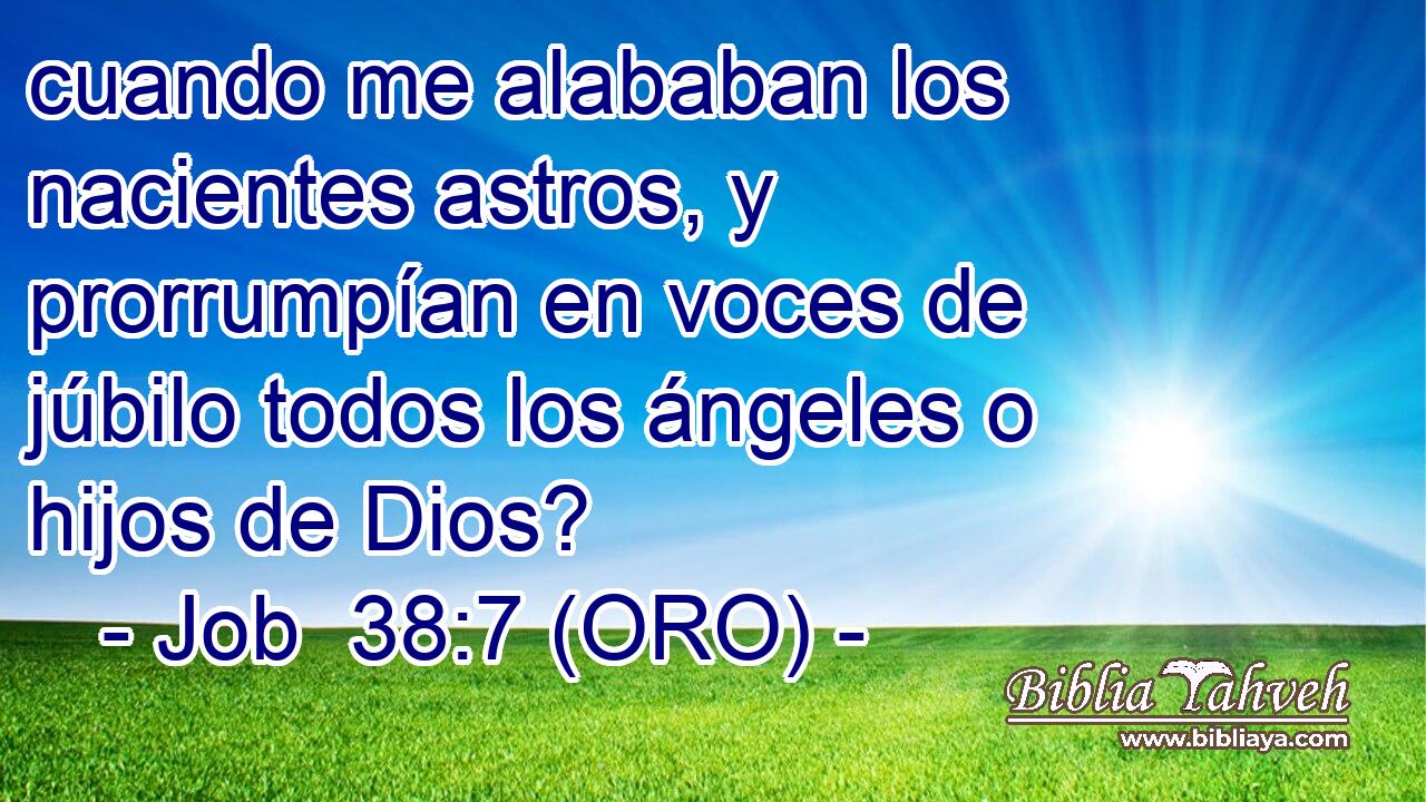  cuando me alababan los nacientes astros, y prorrumpían en voces de júbilo todos los ángeles o hijos de Dios? 