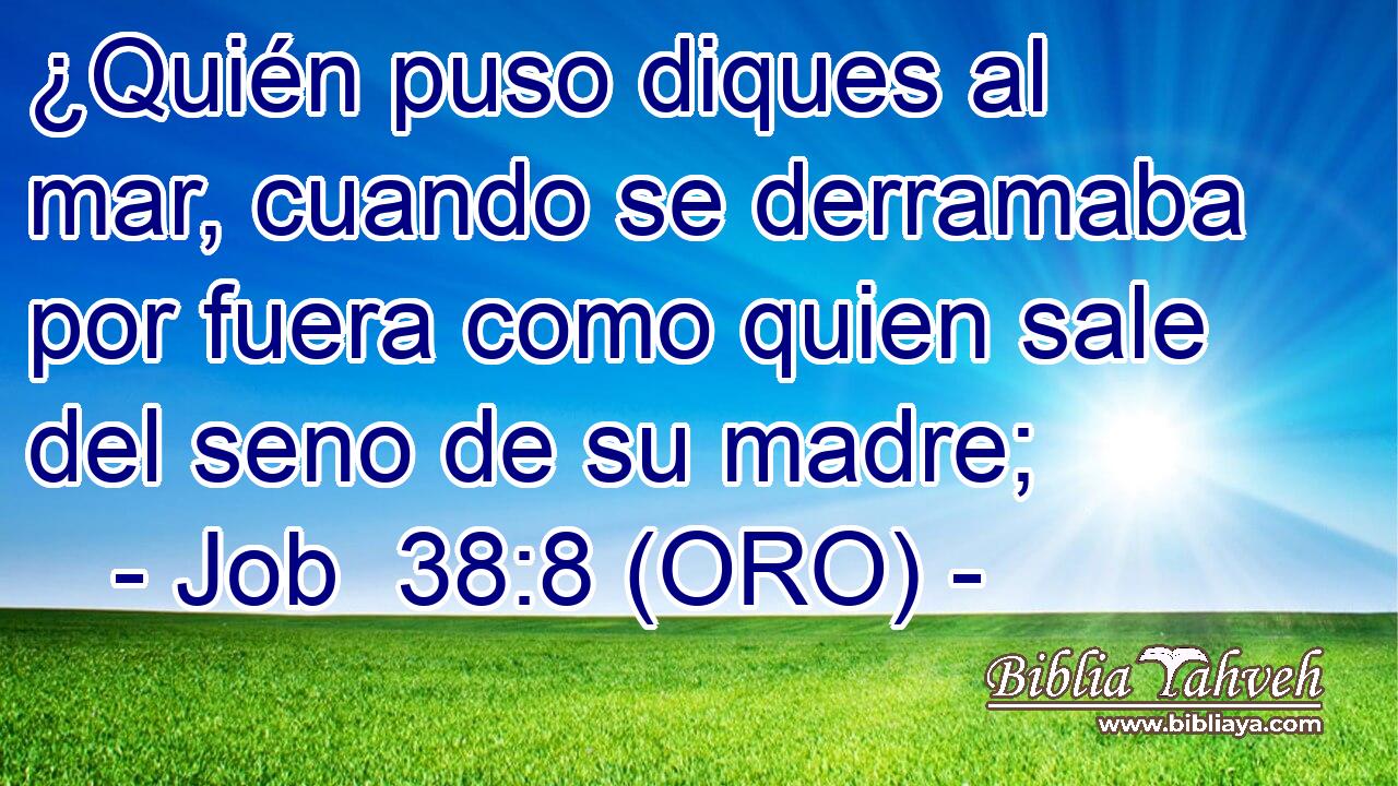  ¿Quién puso diques al mar, cuando se derramaba por fuera como quien sale del seno de su madre; 
