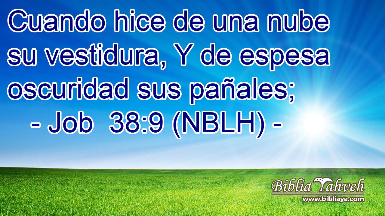  Cuando hice de una nube su vestidura, Y de espesa oscuridad sus pañales; 