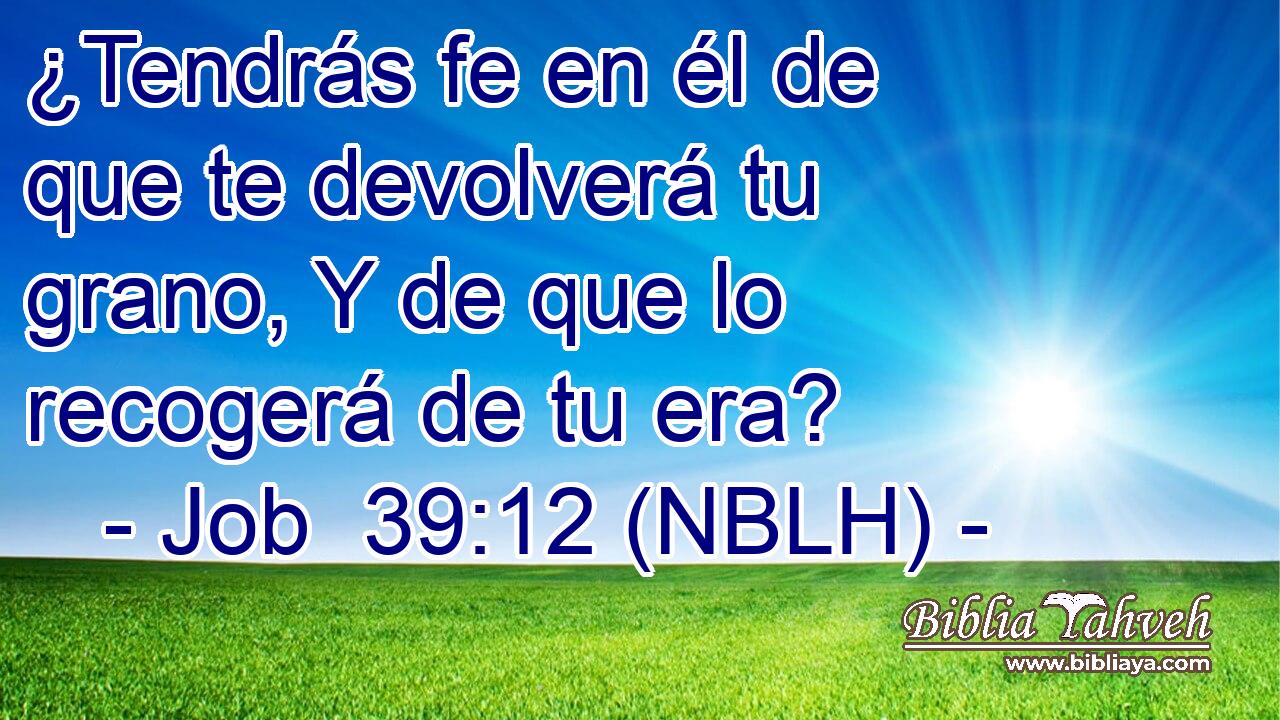  ¿Tendrás fe en él de que te devolverá tu grano, Y de que lo recogerá de tu era? 