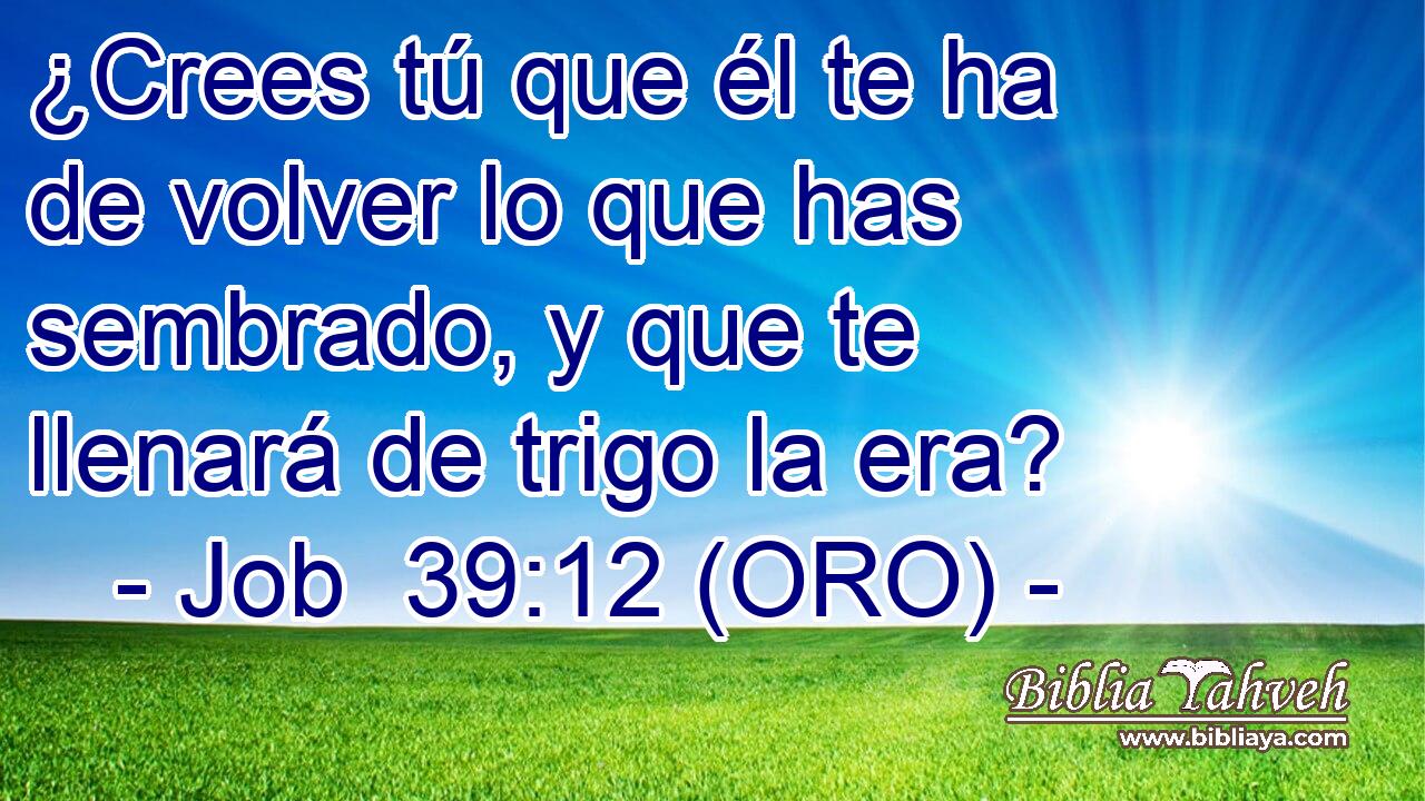  ¿Crees tú que él te ha de volver lo que has sembrado, y que te llenará de trigo la era? 