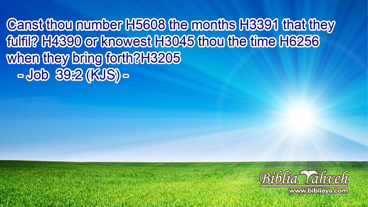 Canst thou number H5608 the months H3391 that they fulfil? H4390 or knowest H3045 thou the time H6256 when they bring forth?H3205