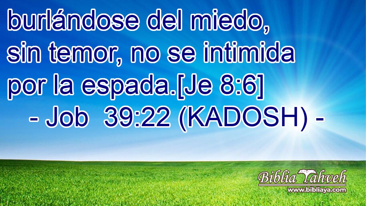 burlándose del miedo, sin temor, no se intimida por la espada.[Je 8:6] 