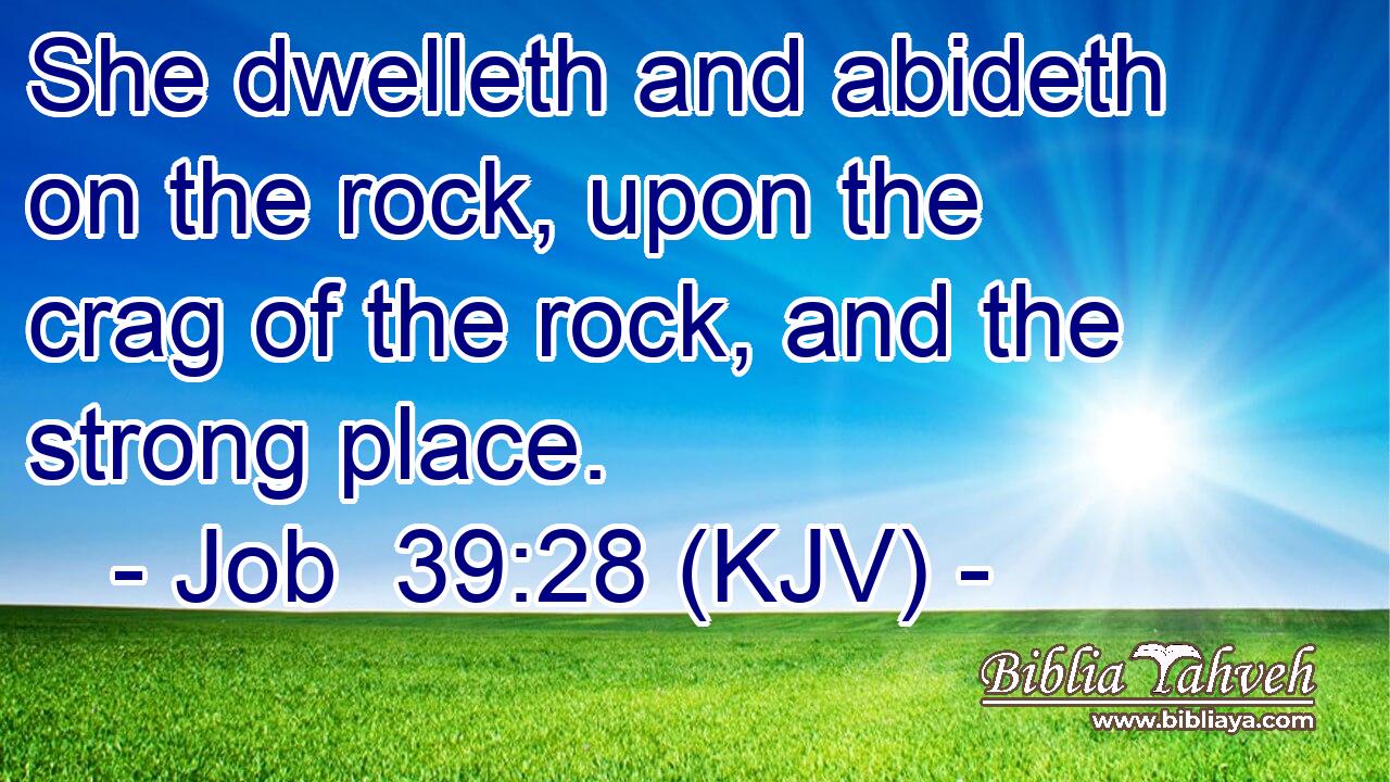 She dwelleth and abideth on the rock, upon the crag of the rock, and the strong place.