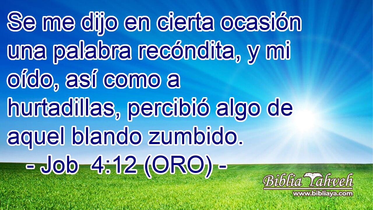  Se me dijo en cierta ocasión una palabra recóndita, y mi oído, así como a hurtadillas, percibió algo de aquel blando zumbido. 