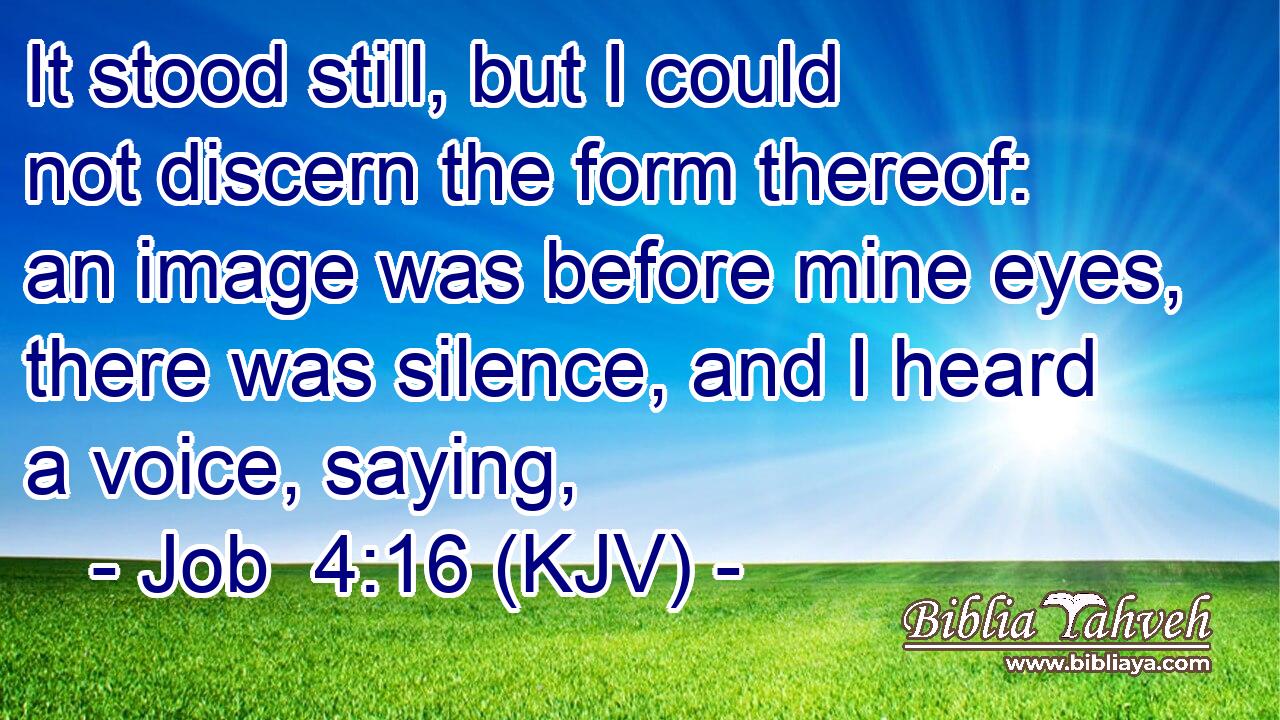 It stood still, but I could not discern the form thereof: an image was before mine eyes, there was silence, and I heard a voice, saying,