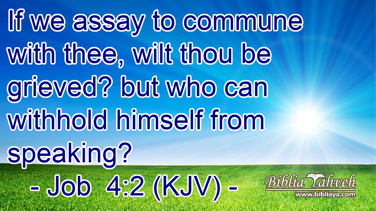If we assay to commune with thee, wilt thou be grieved? but who can withhold himself from speaking?