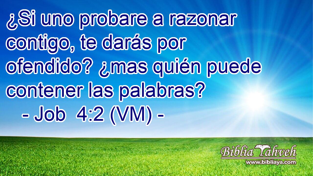  ¿Si uno probare a razonar contigo, te darás por ofendido? ¿mas quién puede contener las palabras? 