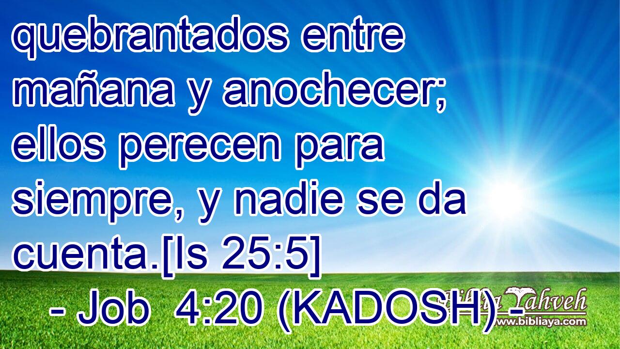  quebrantados entre mañana y anochecer; ellos perecen para siempre, y nadie se da cuenta.[Is 25:5] 
