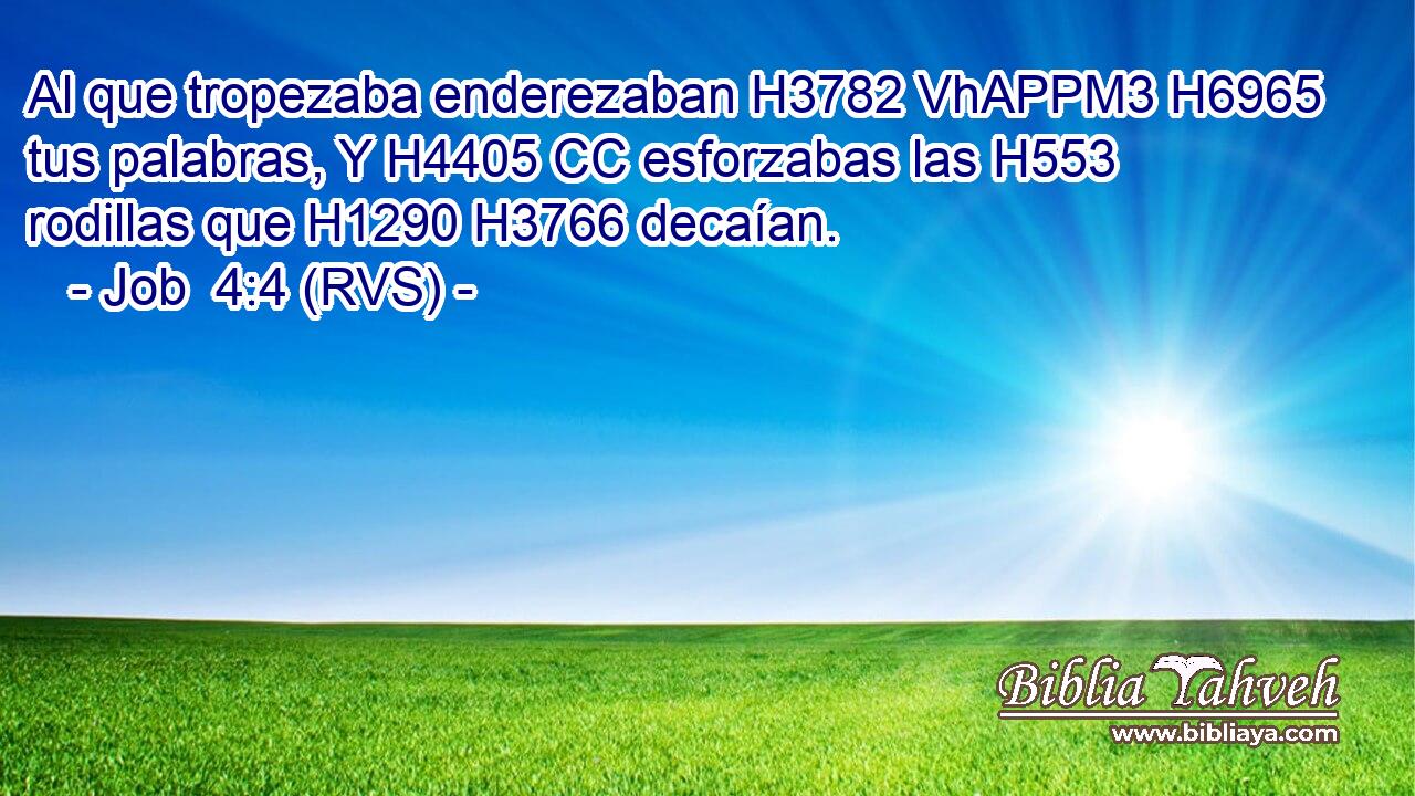 Al que tropezaba enderezaban H3782 VhAPPM3 H6965 tus palabras, Y H4405 CC esforzabas las H553 rodillas que H1290 H3766 decaían. 
