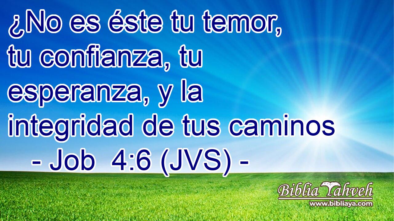 ¿No es éste tu temor, tu confianza, tu esperanza, y la integridad de tus caminos