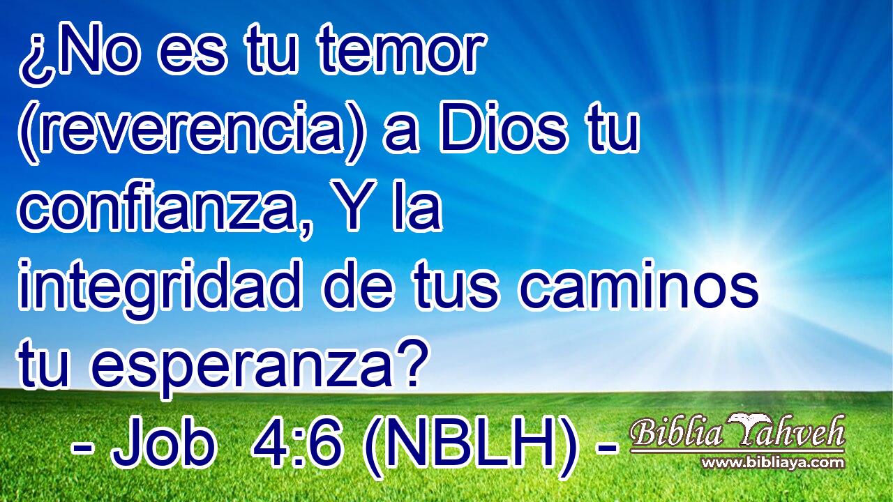  ¿No es tu temor (reverencia) a Dios tu confianza, Y la integridad de tus caminos tu esperanza? 