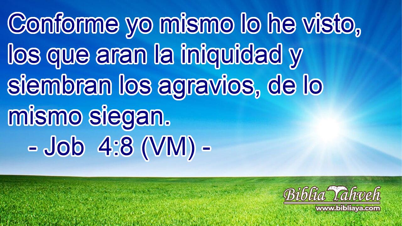  Conforme yo mismo lo he visto, los que aran la iniquidad y siembran los agravios, de lo mismo siegan. 