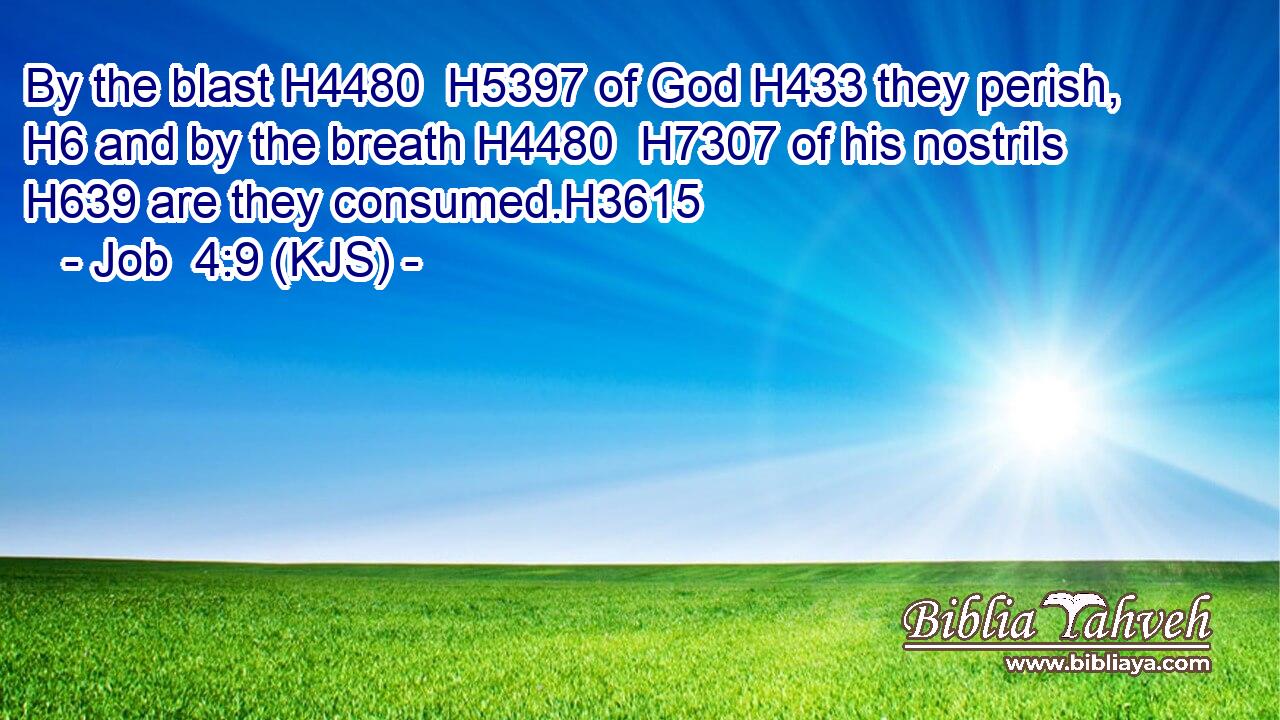 By the blast H4480  H5397 of God H433 they perish, H6 and by the breath H4480  H7307 of his nostrils H639 are they consumed.H3615