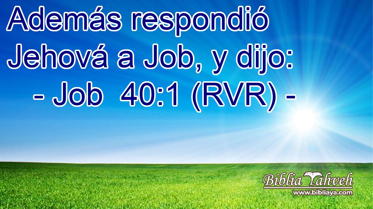 Además respondió Jehová a Job, y dijo: