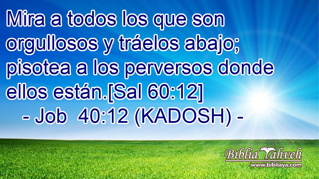  Mira a todos los que son orgullosos y tráelos abajo; pisotea a los perversos donde ellos están.[Sal 60:12] 