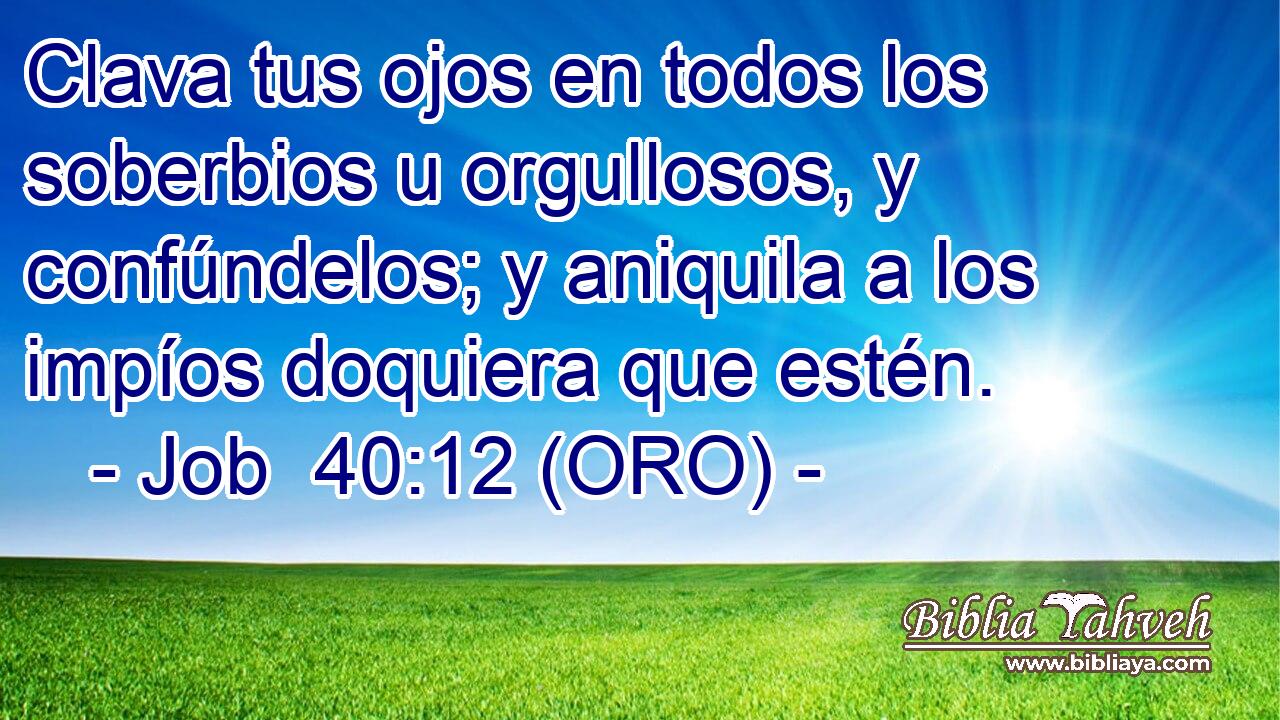  Clava tus ojos en todos los soberbios u orgullosos, y confúndelos; y aniquila a los impíos doquiera que estén. 