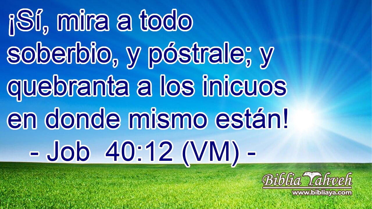  ¡Sí, mira a todo soberbio, y póstrale; y quebranta a los inicuos en donde mismo están! 