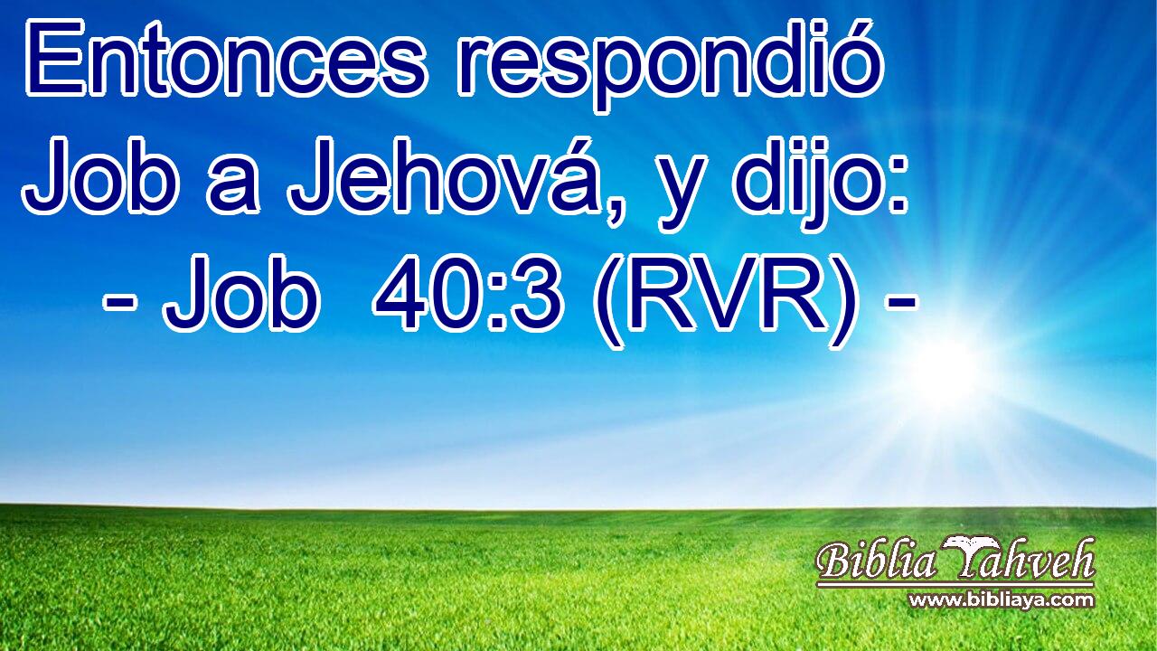 Entonces respondió Job a Jehová, y dijo: