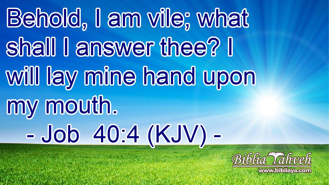 Behold, I am vile; what shall I answer thee? I will lay mine hand upon my mouth.