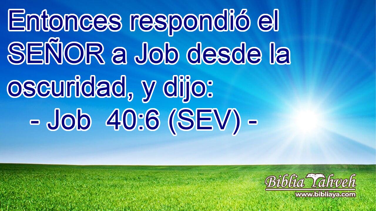 Entonces respondió el SEÑOR a Job desde la oscuridad, y dijo: