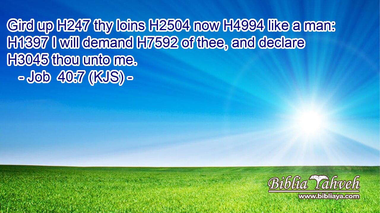 Gird up H247 thy loins H2504 now H4994 like a man: H1397 I will demand H7592 of thee, and declare H3045 thou unto me.