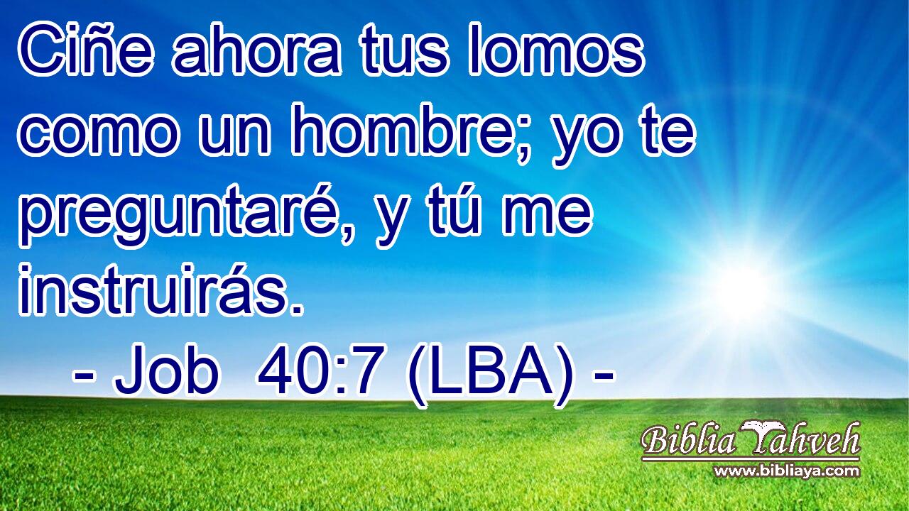 Ciñe ahora tus lomos como un hombre; yo te preguntaré, y tú me instruirás.