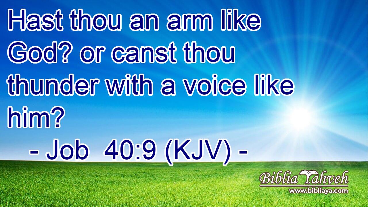 Hast thou an arm like God? or canst thou thunder with a voice like him?