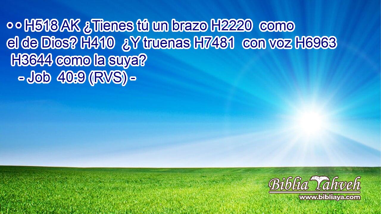 • • H518 AK ¿Tienes tú un brazo H2220  como el de Dios? H410  ¿Y truenas H7481  con voz H6963  H3644 como la suya? 