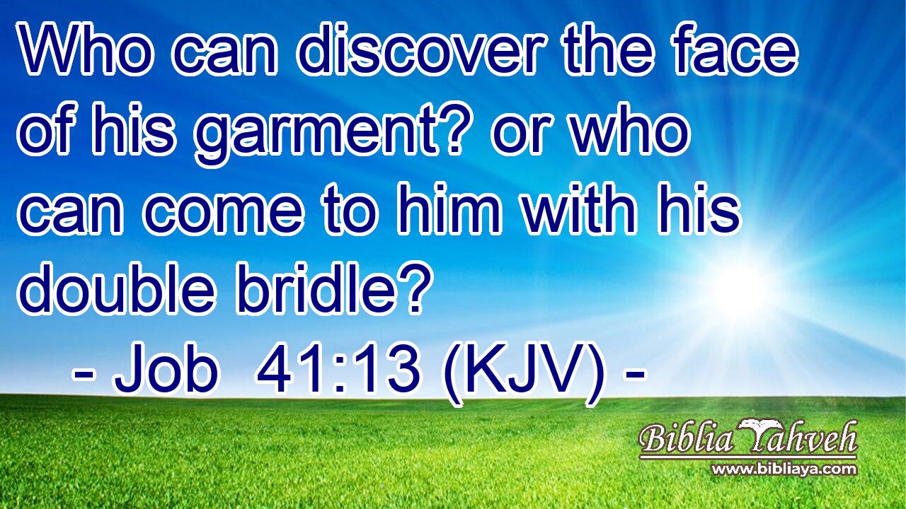 Who can discover the face of his garment? or who can come to him with his double bridle?