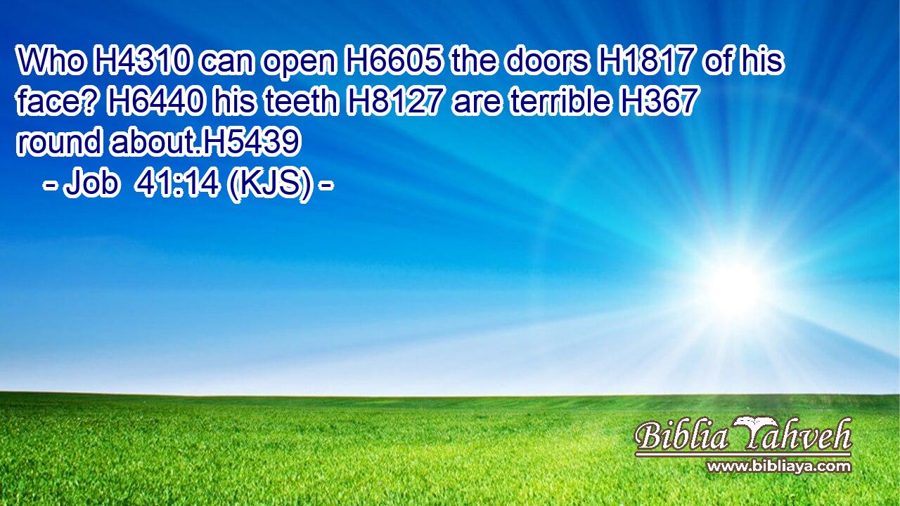 Who H4310 can open H6605 the doors H1817 of his face? H6440 his teeth H8127 are terrible H367 round about.H5439