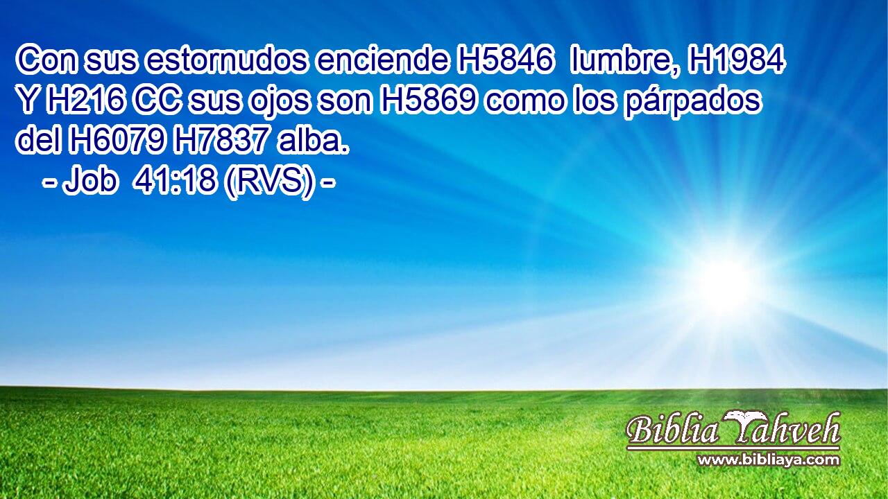 Con sus estornudos enciende H5846  lumbre, H1984  Y H216 CC sus ojos son H5869 como los párpados del H6079 H7837 alba. 