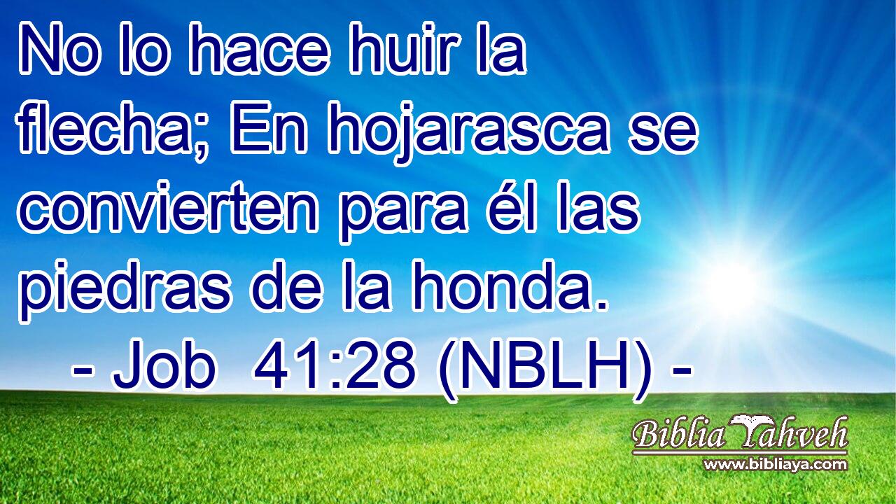  No lo hace huir la flecha; En hojarasca se convierten para él las piedras de la honda. 