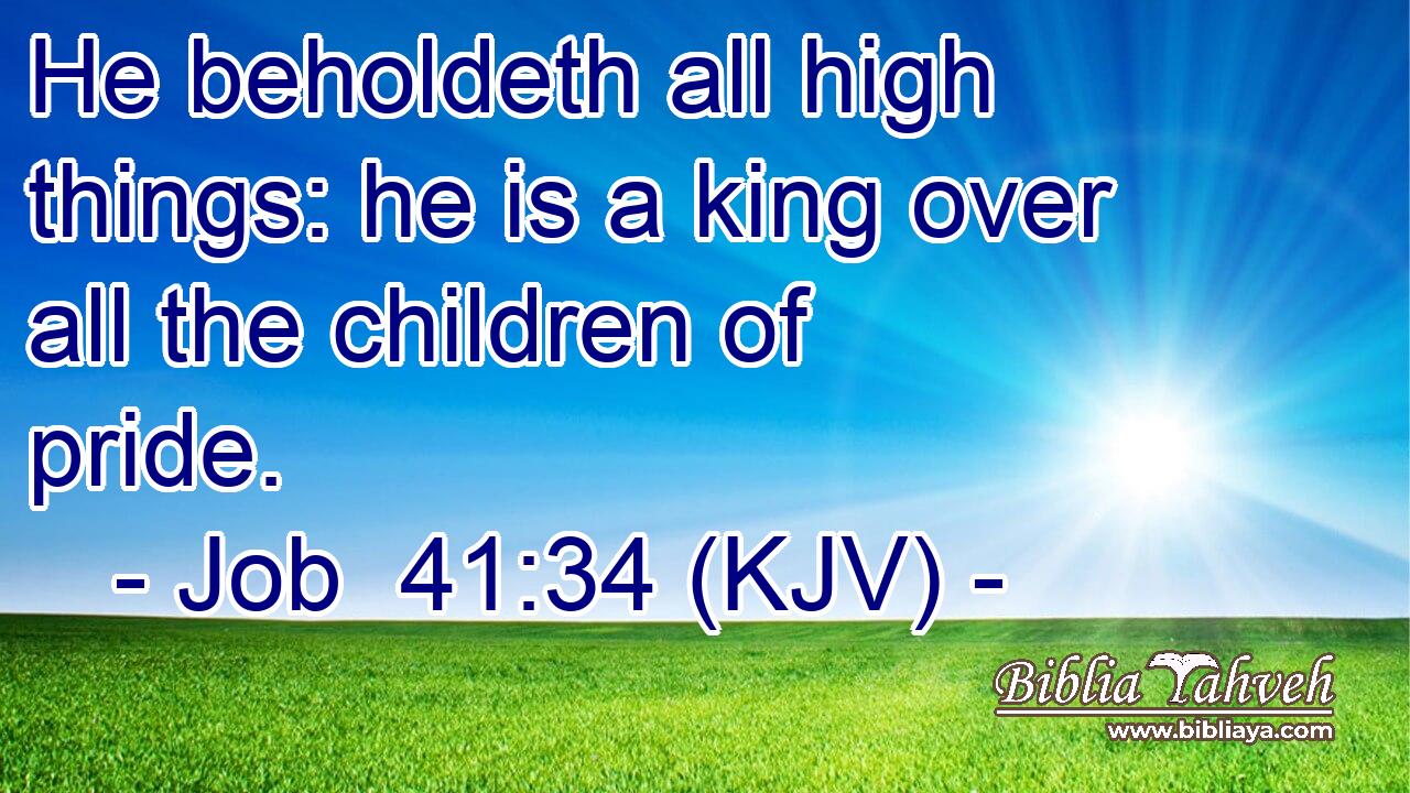 He beholdeth all high things: he is a king over all the children of pride.