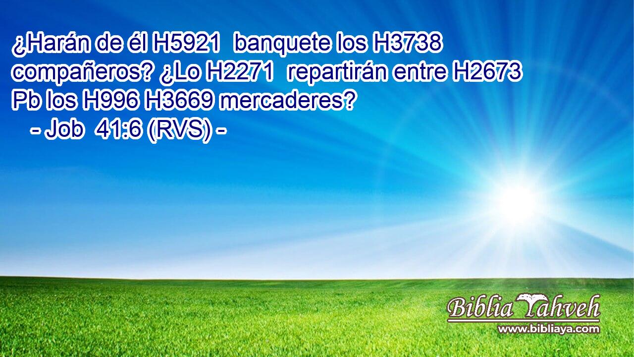 ¿Harán de él H5921  banquete los H3738 compañeros? ¿Lo H2271  repartirán entre H2673 Pb los H996 H3669 mercaderes? 