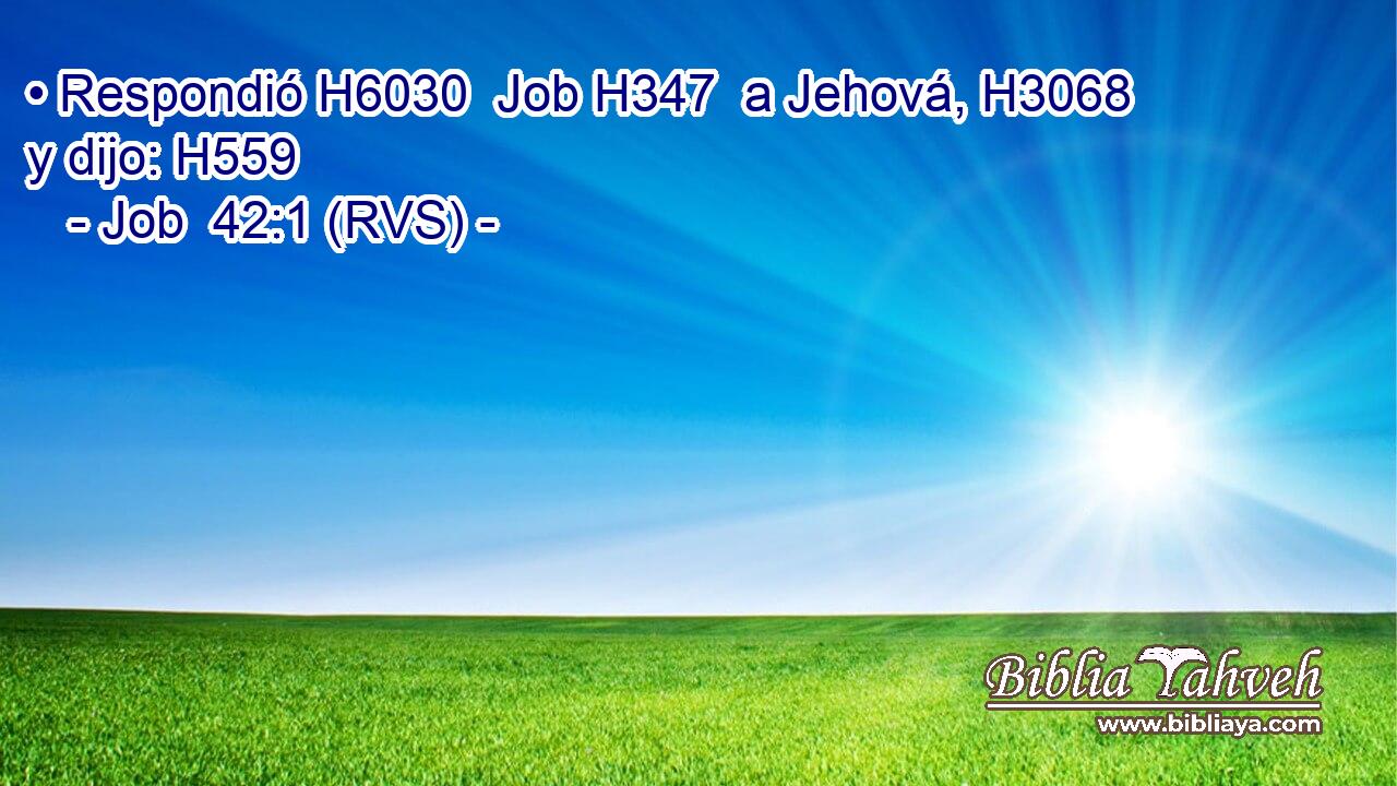 • Respondió H6030  Job H347  a Jehová, H3068  y dijo: H559  