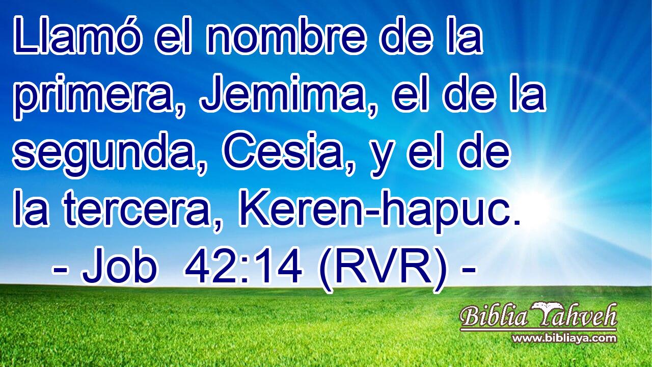 Llamó el nombre de la primera, Jemima, el de la segunda, Cesia, y el de la tercera, Keren-hapuc.